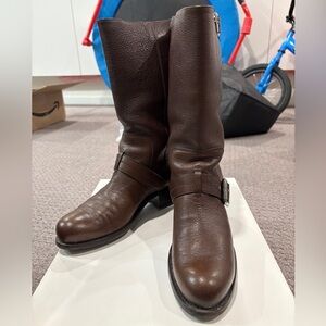 Dior Brown Combat Moto Boots with Buckle Detail